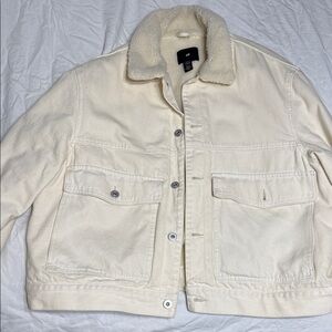 H&M Men's Off-White Sherpa Collar Jacket